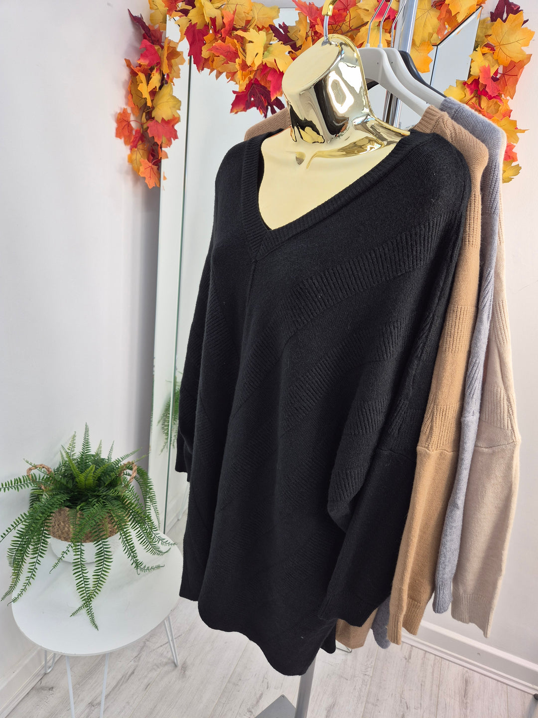 Vienna V Neck Oversized Hi Lo Jumper (choose your Colour) - (One Size/Curvy, fits from Size 14 up to Size 18/20)