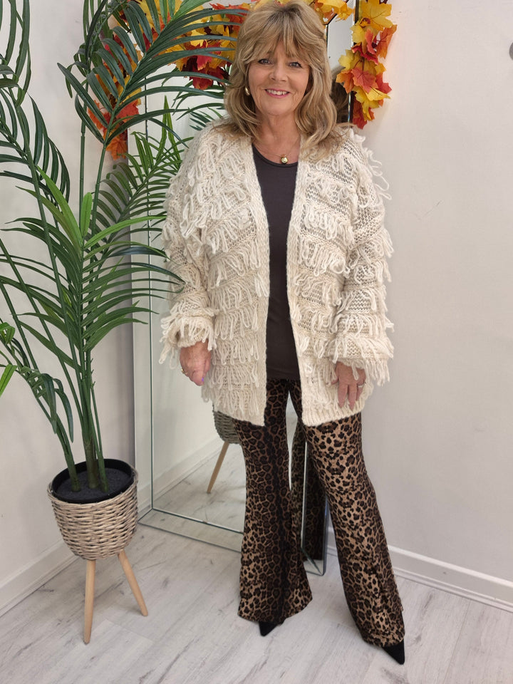 Shaggy Cardigan (Oversized) Long Length - Cream