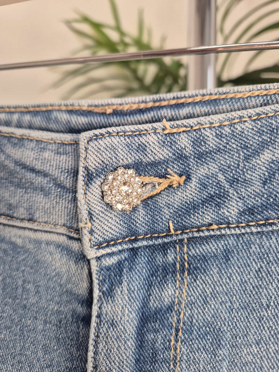 Fleur Crystal Wide Leg Jeans - Stonewashed (choose your Size)