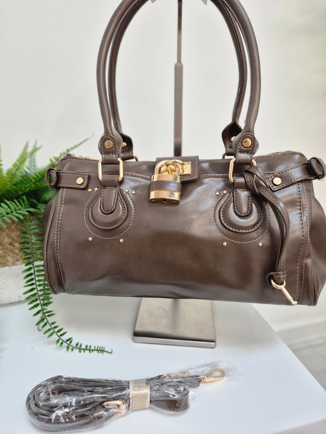 Mia Faux Leather Bag - Chocolate