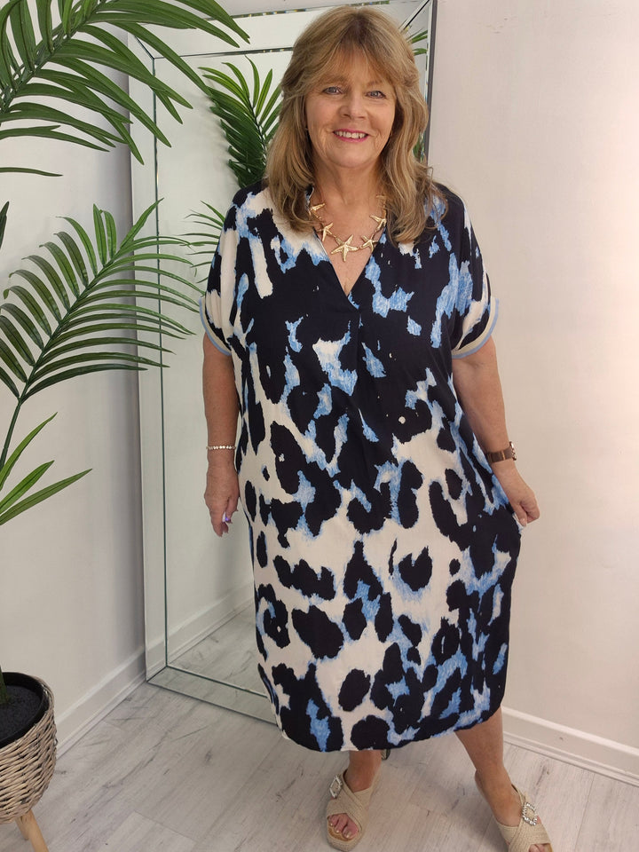 Leona Leopard Dress - (choose your Colour) (One Size/Curvy fitting from Size 14 to Size 20)