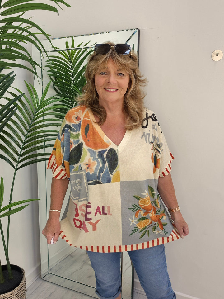 Carla Shimmer Top -  Trip around the Sun (Oversized)