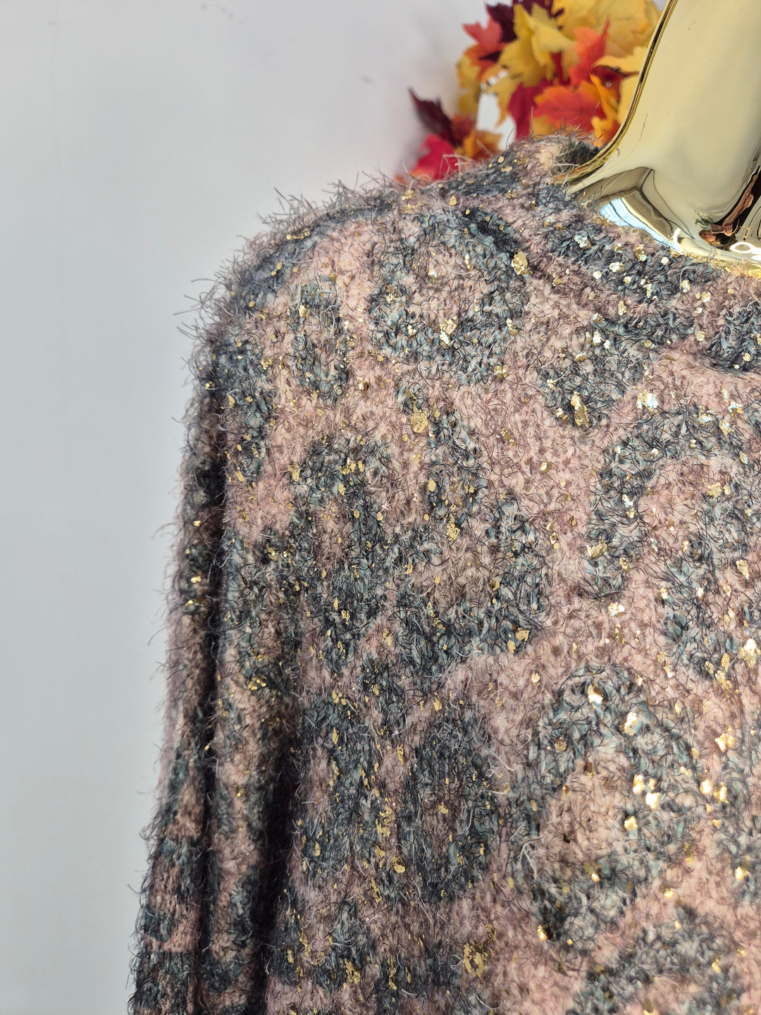 Louisa Gold Foil Jumper - Chocolate (One Size, fits Size 10 up to Size 16/18)