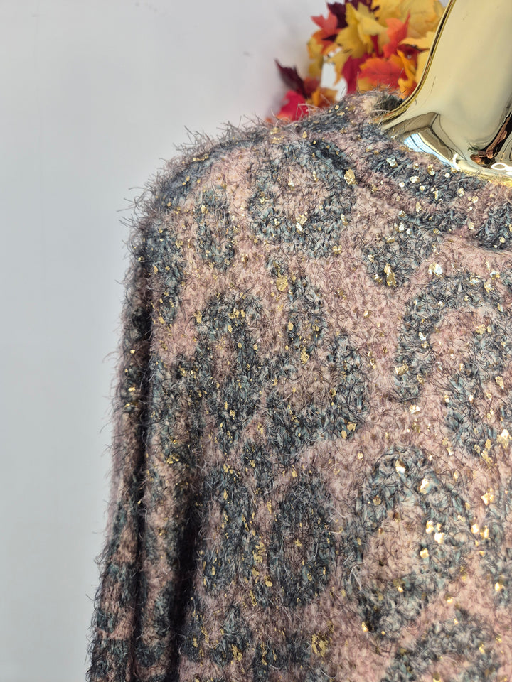 Louisa Gold Foil Jumper - Chocolate (One Size, fits Size 10 up to Size 16/18)