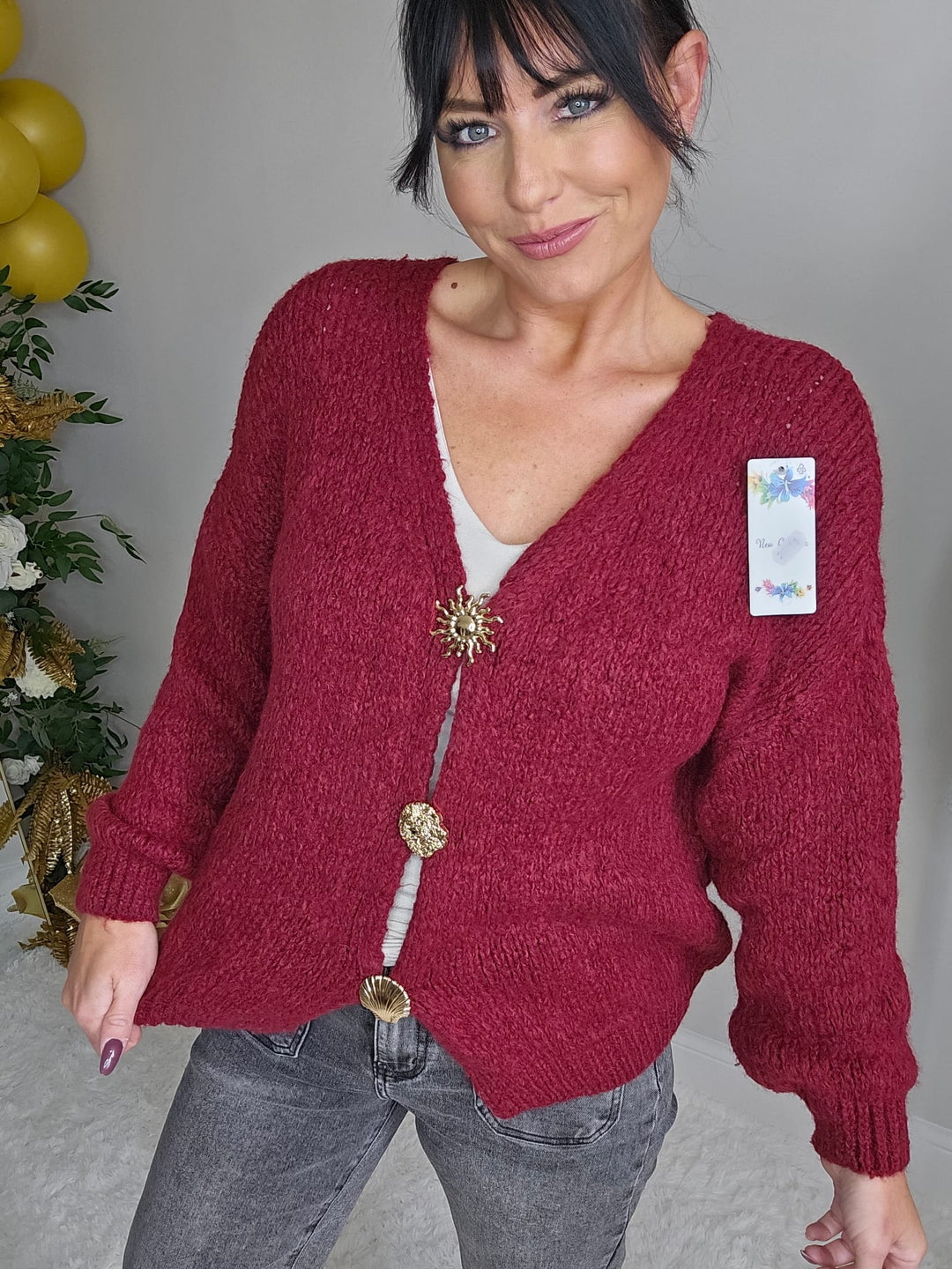 Clara Cosy Slouchy Cardigan (Oversized - fitting from Size 10/12 up to Size 16/18) - Wine