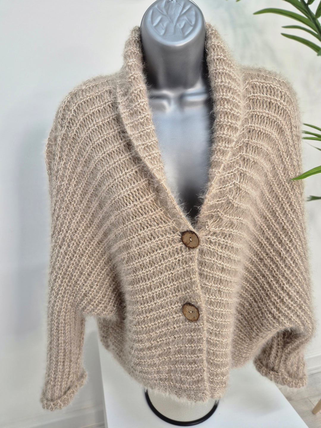 Finley Fluffy Cardigan  - Mocha (One Size - fits up to Size 14/16)