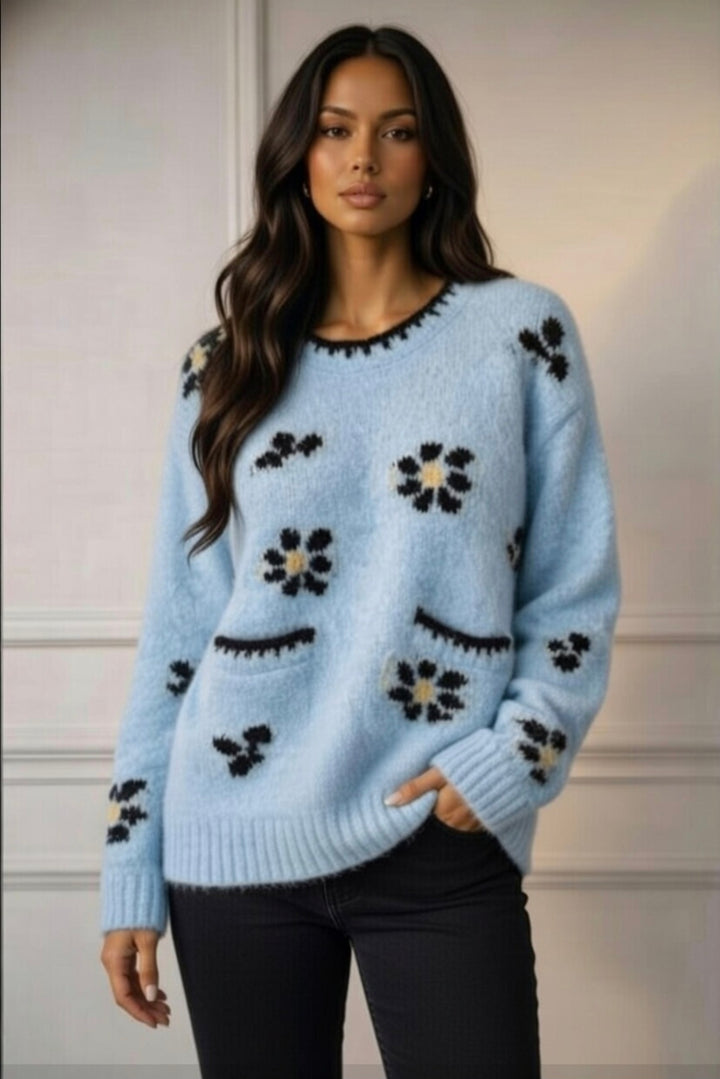Daisy Super Cosy Jumper - Blue (One Size - fits up to Size 16)