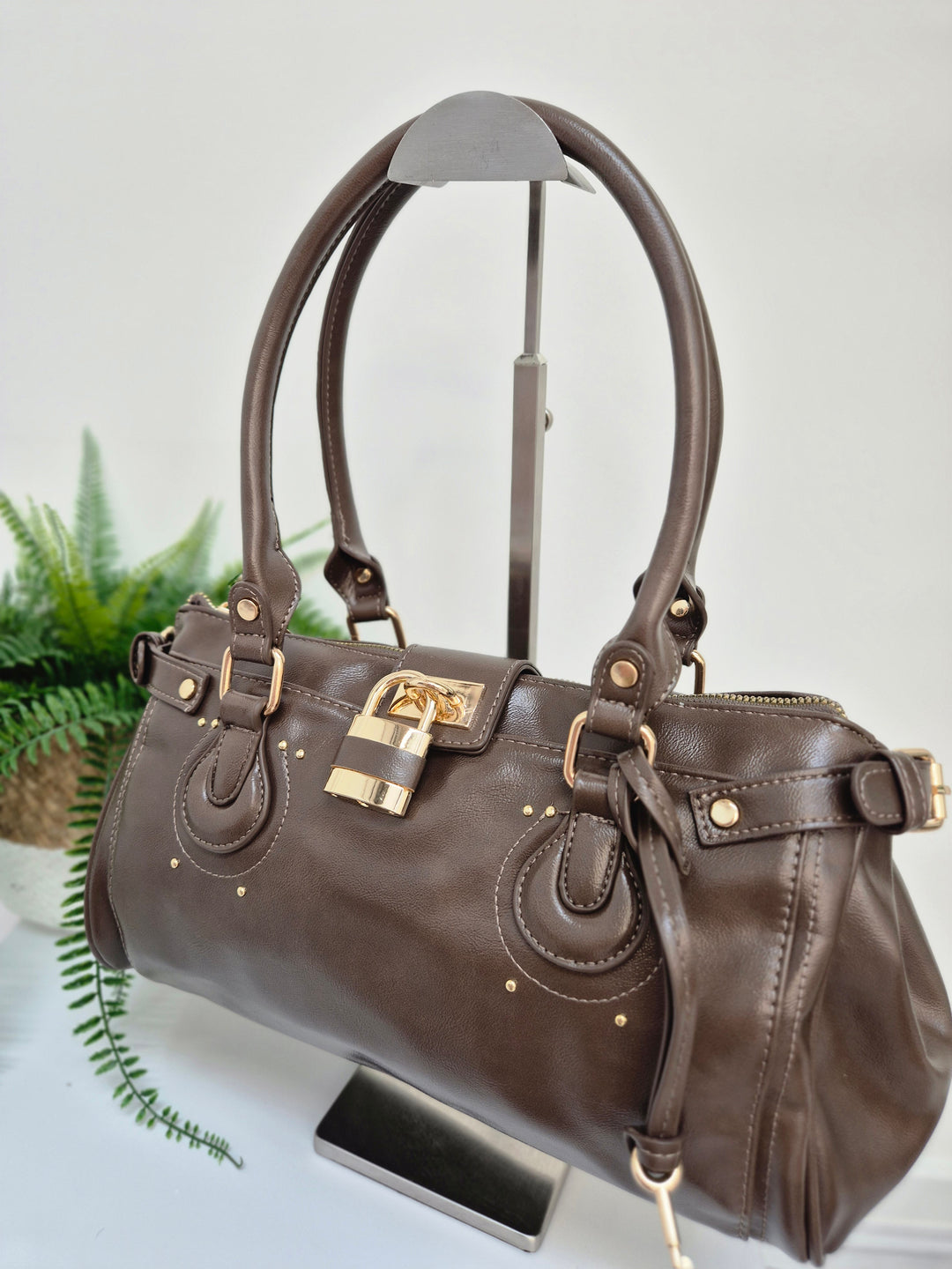 Mia Faux Leather Bag - Chocolate
