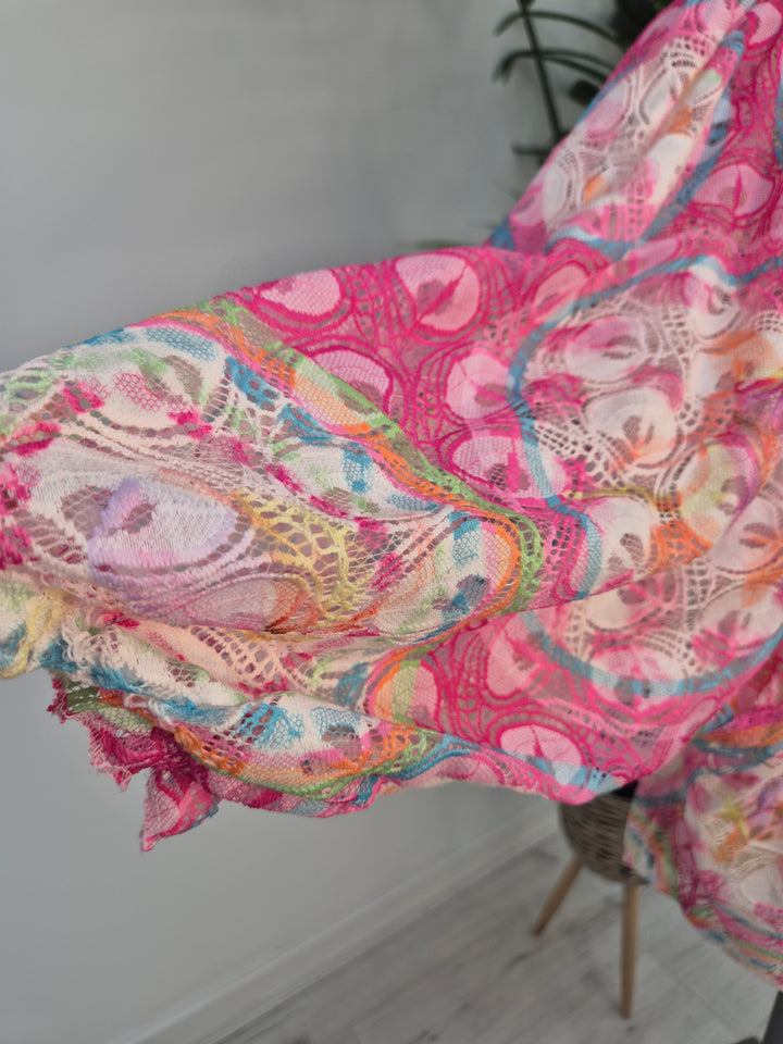 Gardenia Floral Lace Top - Hot Pink (Oversized, fitting from Size 14 up to Size 20)