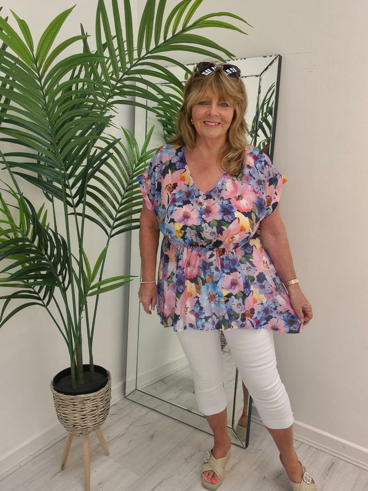 Floral Floaty Top - (choose your Colour)