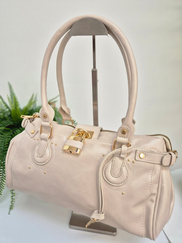 Mia Faux Leather Bag - Beige