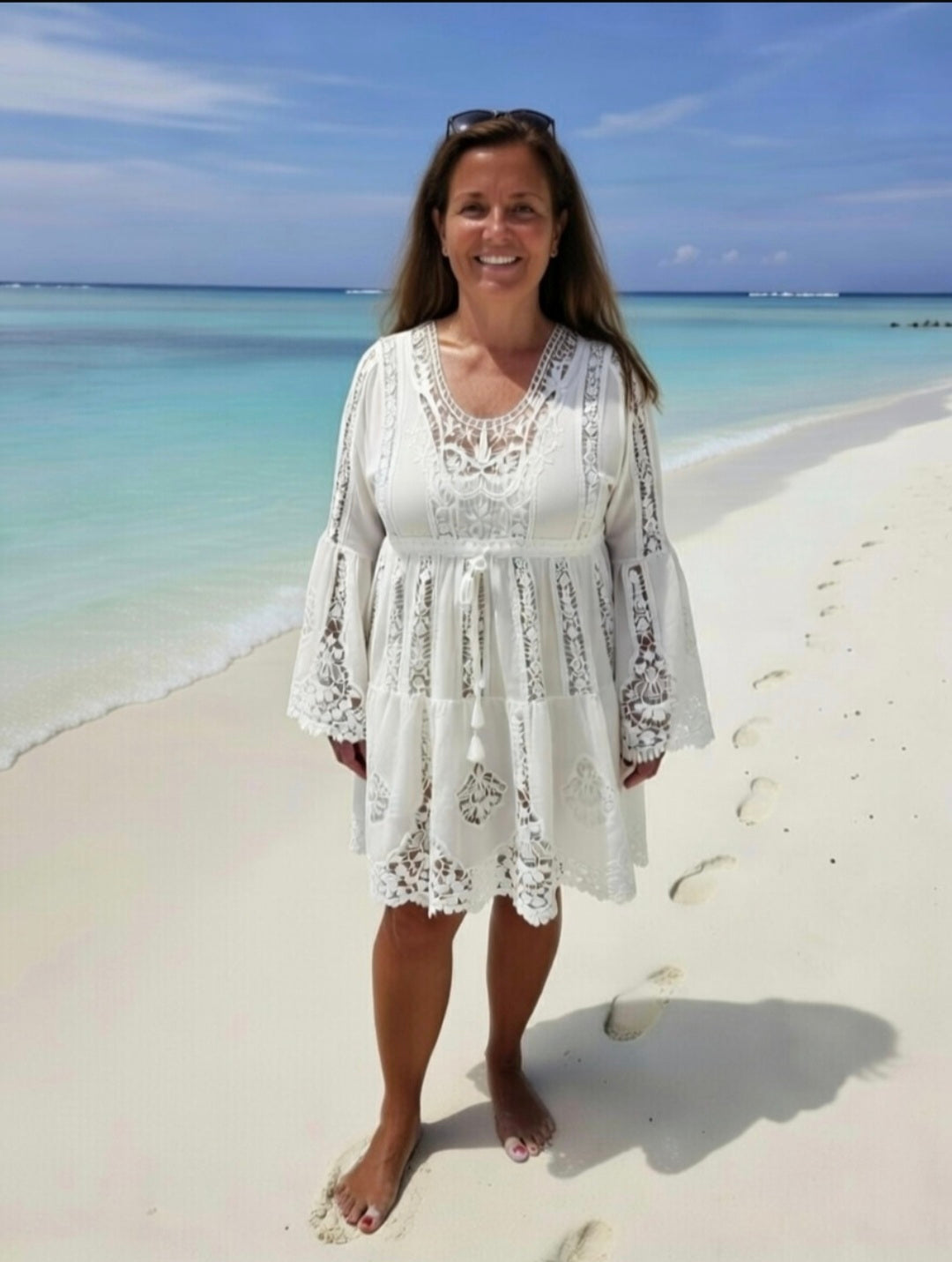 Santorini Beach Dress - White (One Size/Curvy, fitting from Size 10/12 up to Size 18)