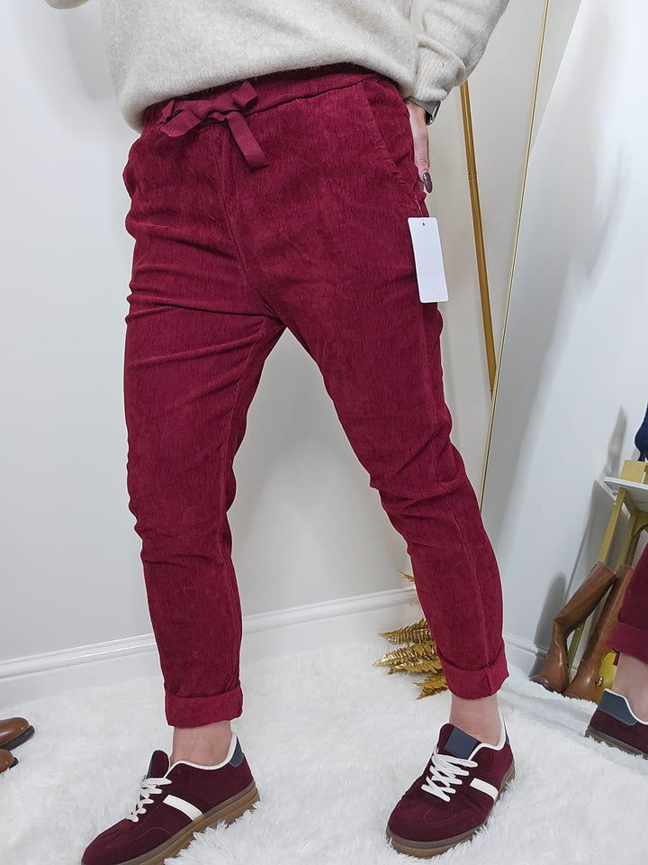 Magic Superfine Cord Pants - Wine (One Size, fits from Size 10/12 to Size 16/18)