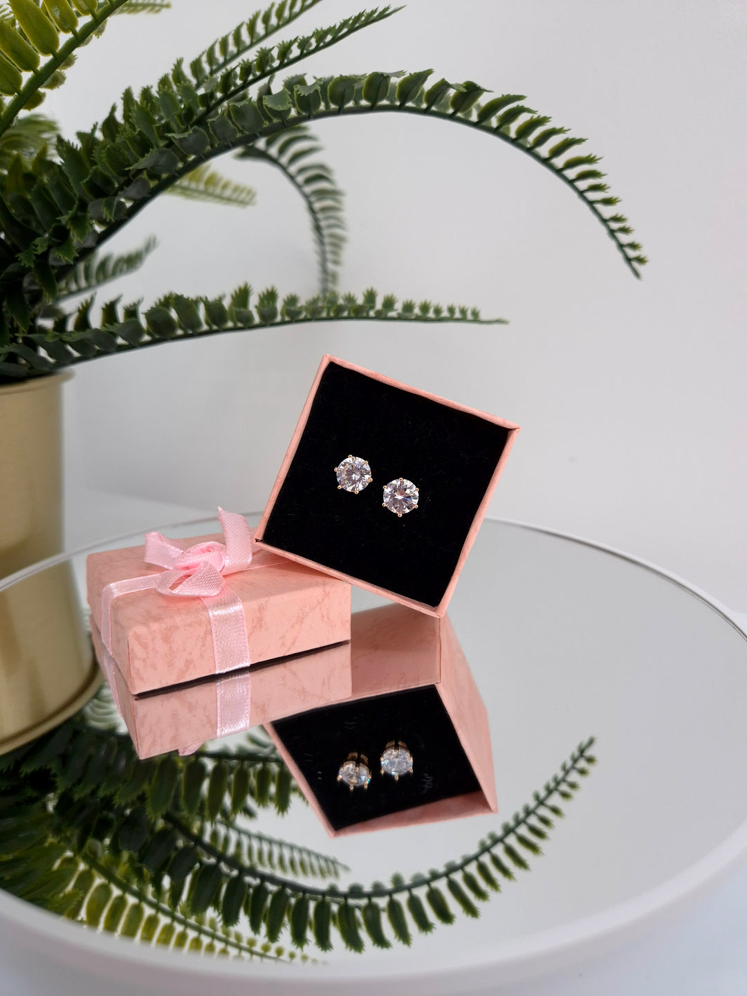 Crystal Stud Earrings - Gold Tone (Pierced)