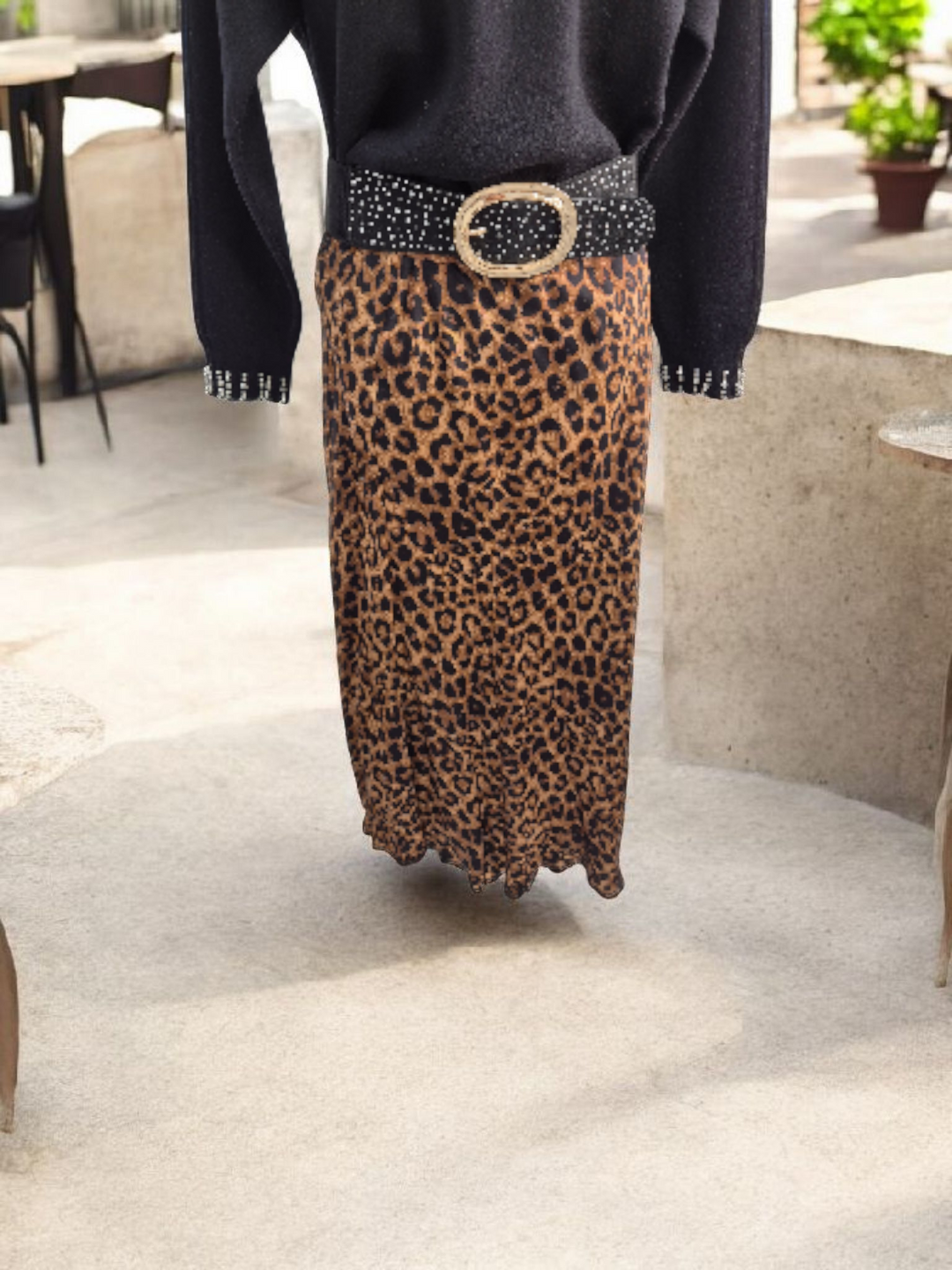 Leopard Print Midi Skirt (One Size, fits from Size 10 up to Size 14)