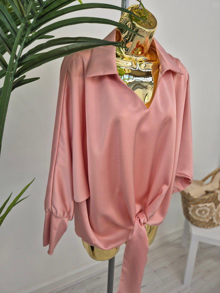 Sasha Satin Tie Blouse - (choose your Colour)