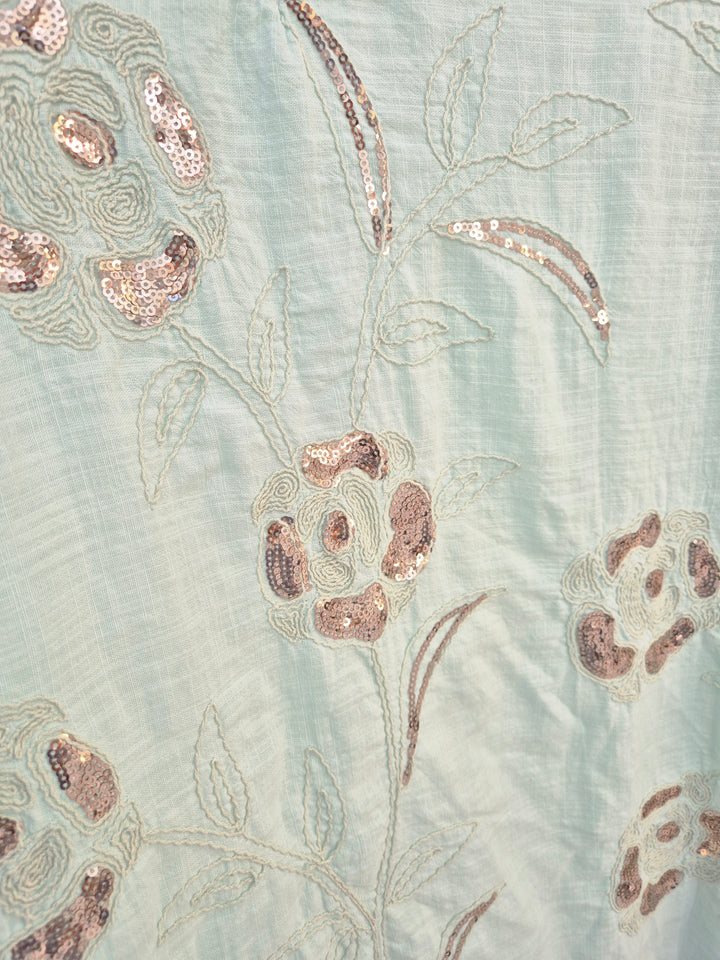 Amalfi Oversized Top with Rose Gold Sequins (One Size/Curvy fitting from Size 14 up to Size 18) - Mint