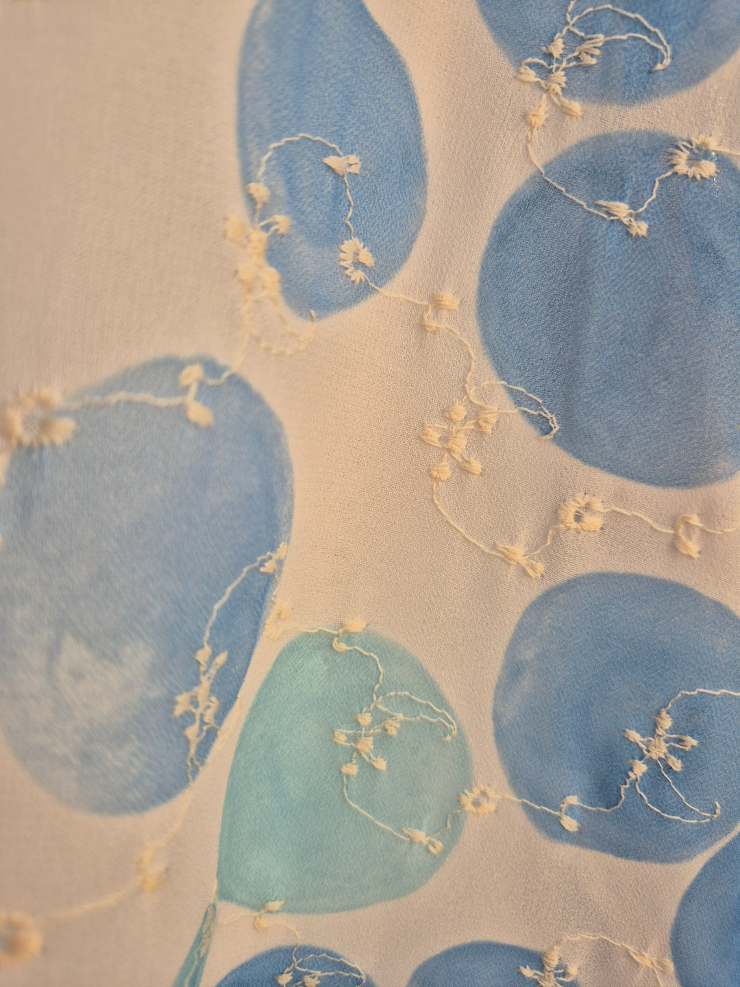 Daisy Embroidered Polka Dot Sleeveless Top - One Size 10/12 to 16 - Blue