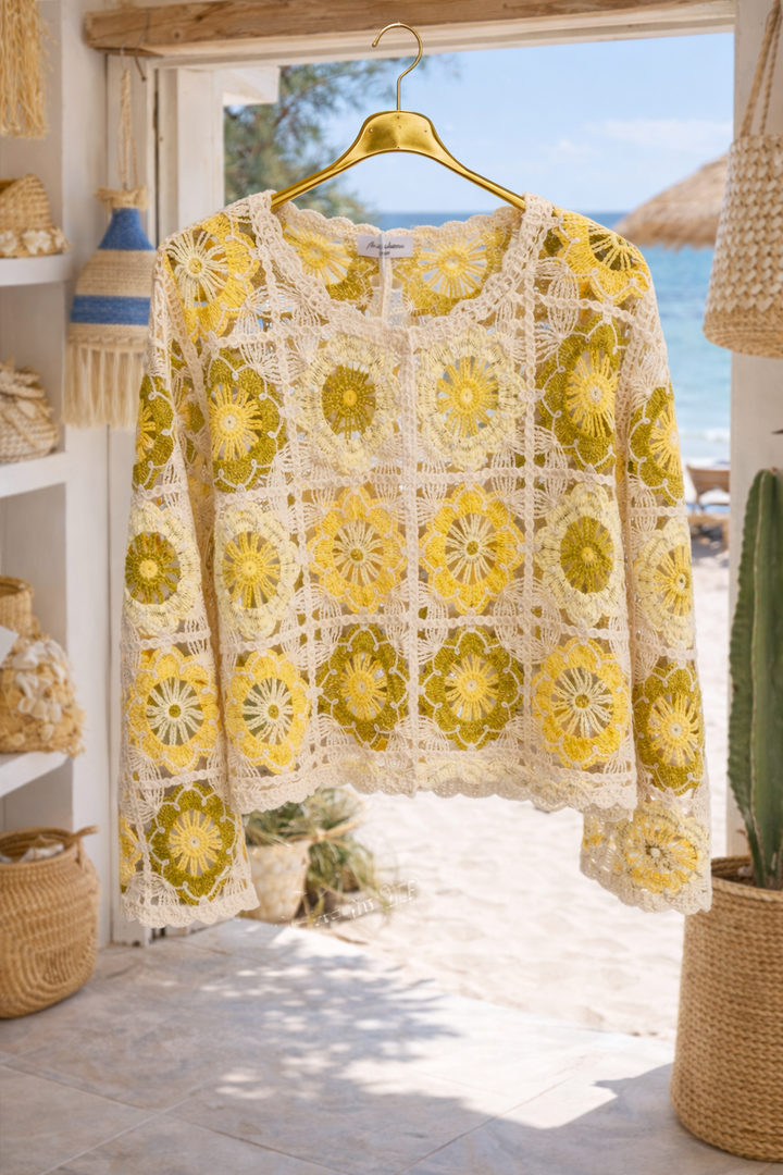 Lemon & Lime Crochet Top - (One Size - fits from Size 10 up to Size 16)
