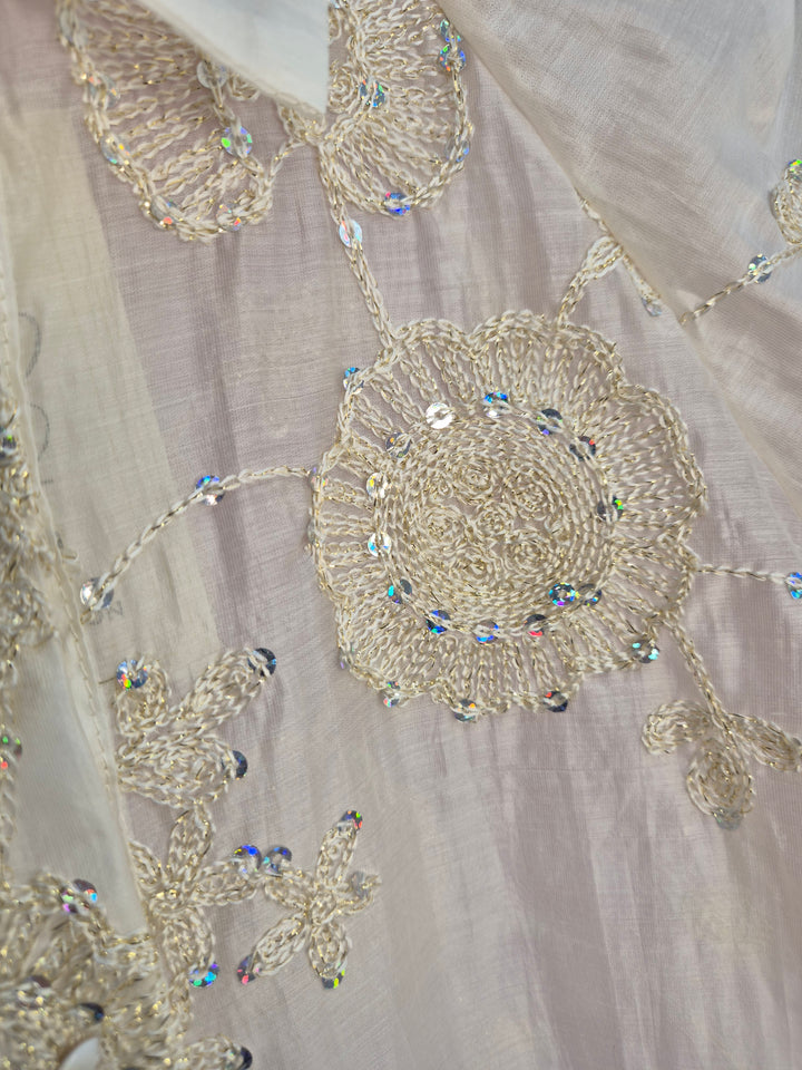 Patsy Puffball Sleeve Sparkly Blouse (One Size, fits from Size 10/12 up to Size 16) - Cream