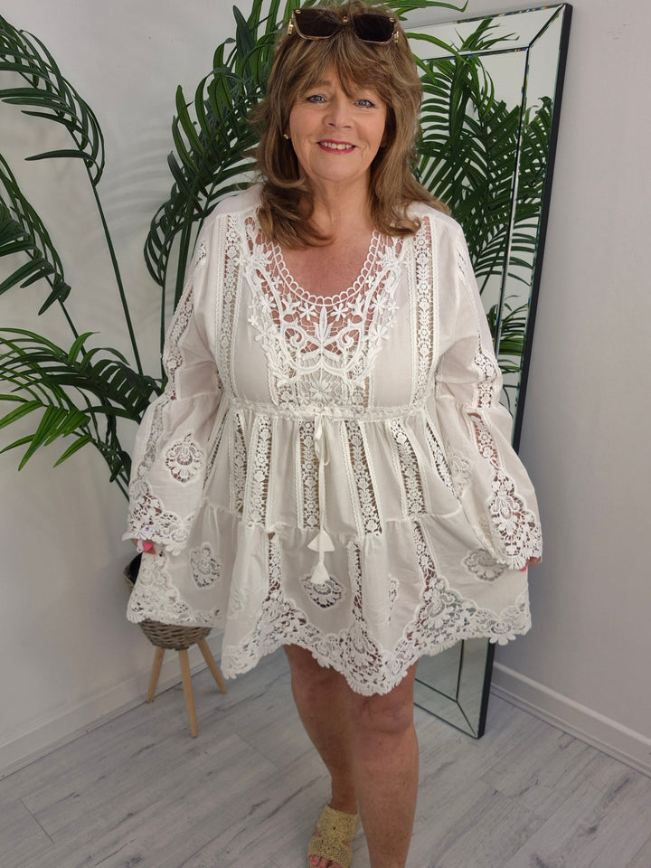 Ibiza Beach Dress - White (One Size/Curvy)
