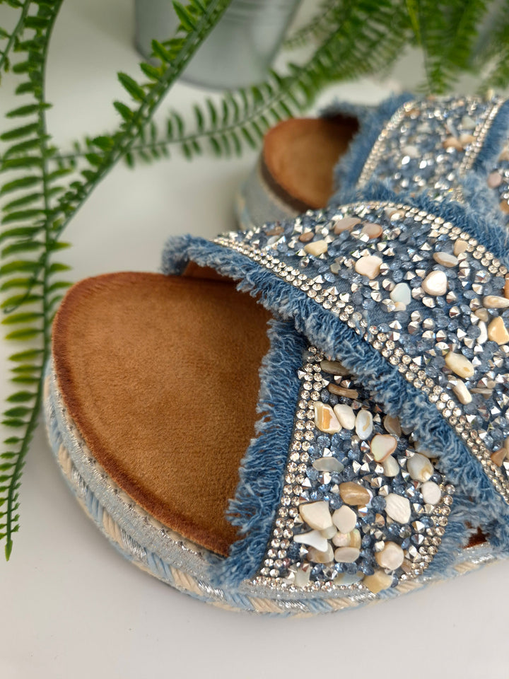 Bali Slip On Sliders - Blue (choose your Size)
