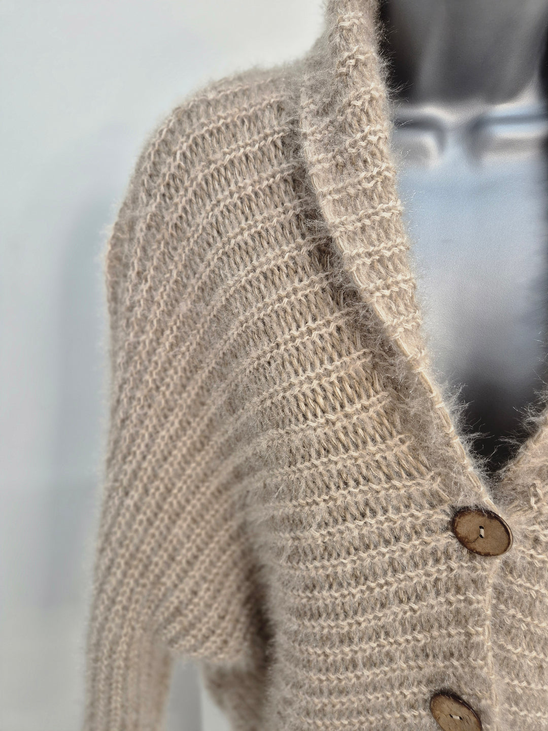 Finley Fluffy Cardigan  - Mocha (One Size - fits up to Size 14/16)