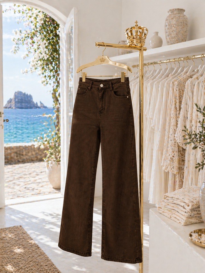 Annabelle Wide Leg Jeans - Chocolate - (choose your Size)