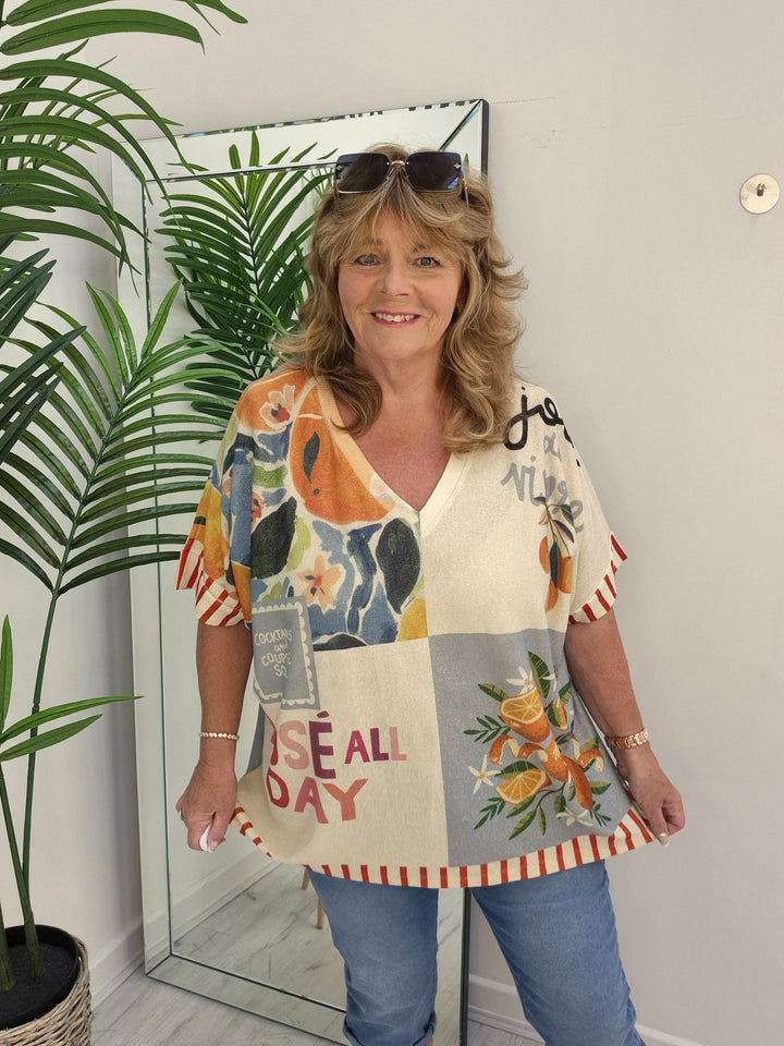 Carla Shimmer Top -  Trip around the Sun (Oversized)