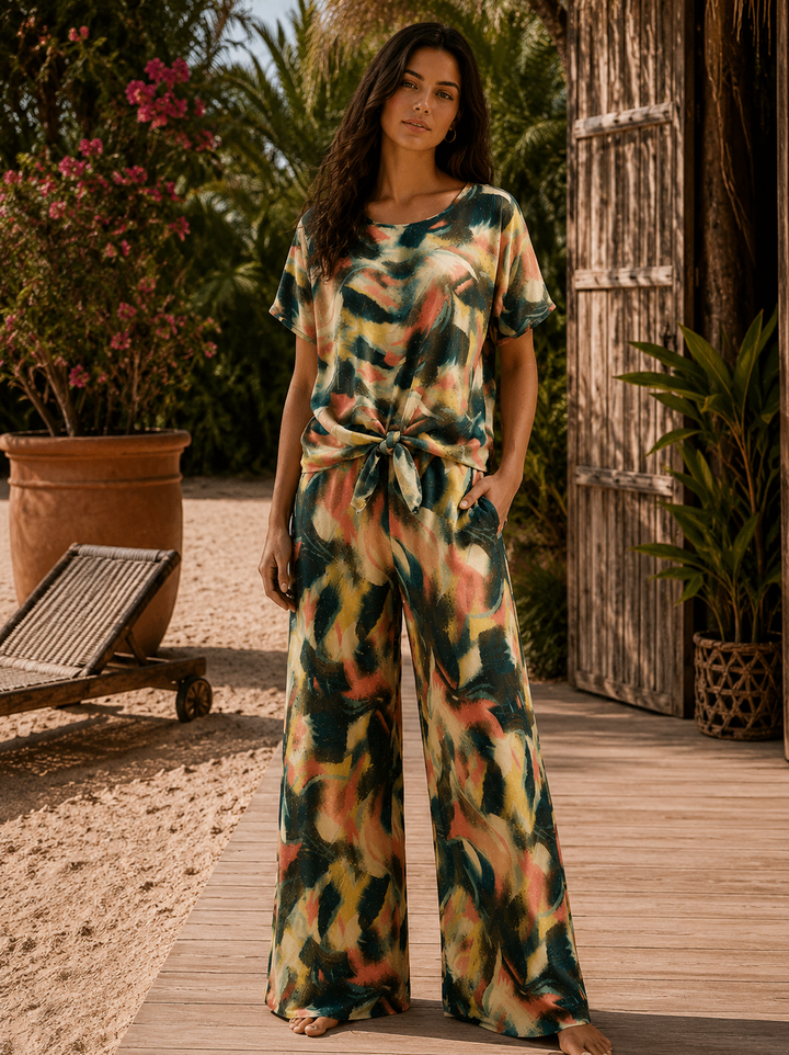 Mayfair Sparkly Tie Co-ord - (One Size, fits from Size 10/12 to Size 16) - Khaki Multi