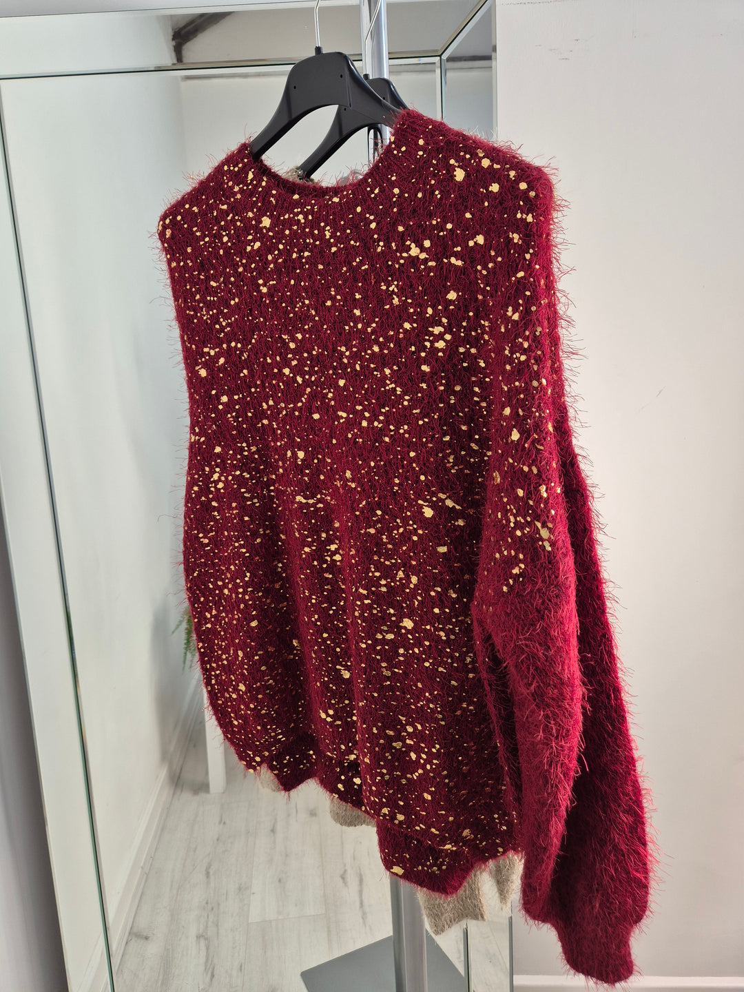 Gold Foil Sparkle Jumper - Red (One Size, fits Size 10 up to Size 16)