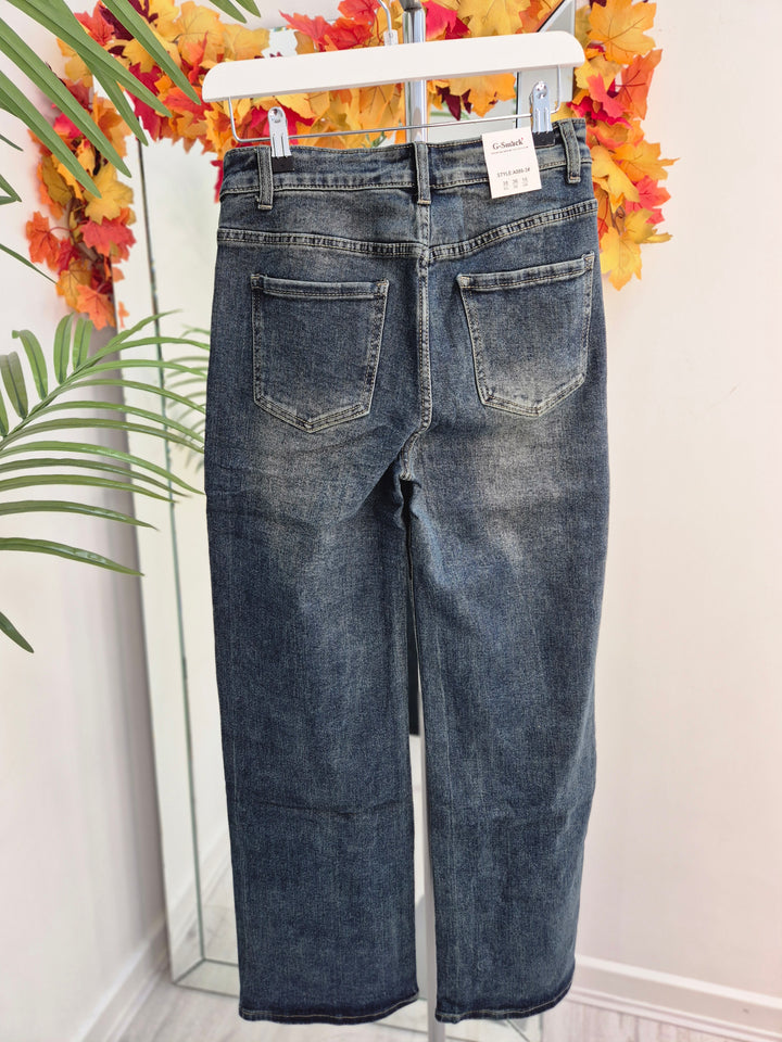 Georgie Wide Leg Jeans - Stonewashed (G Smack) - (choose your Size)