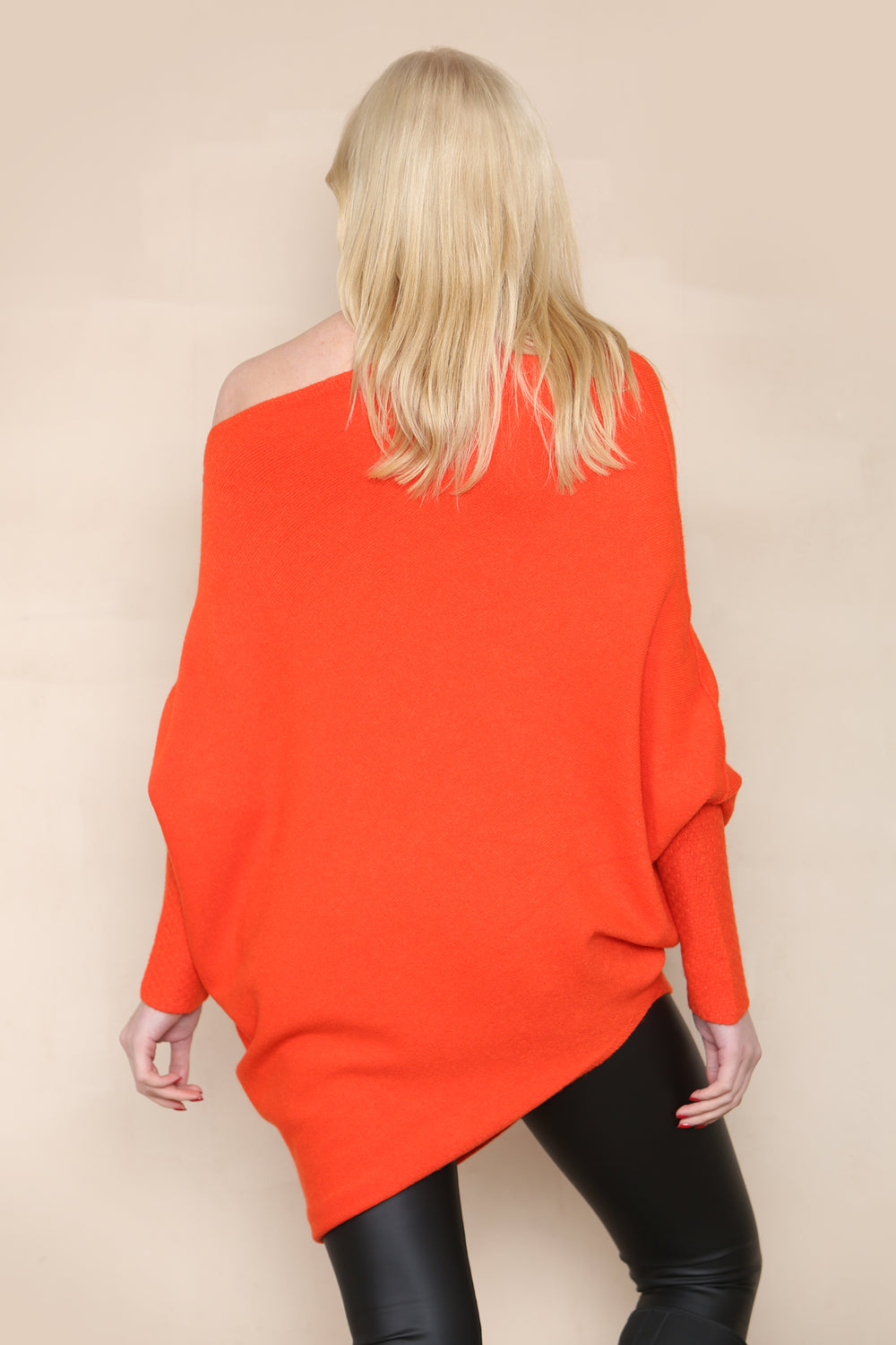 Zoe Asymmetric Fine Knit Jumper - Orange