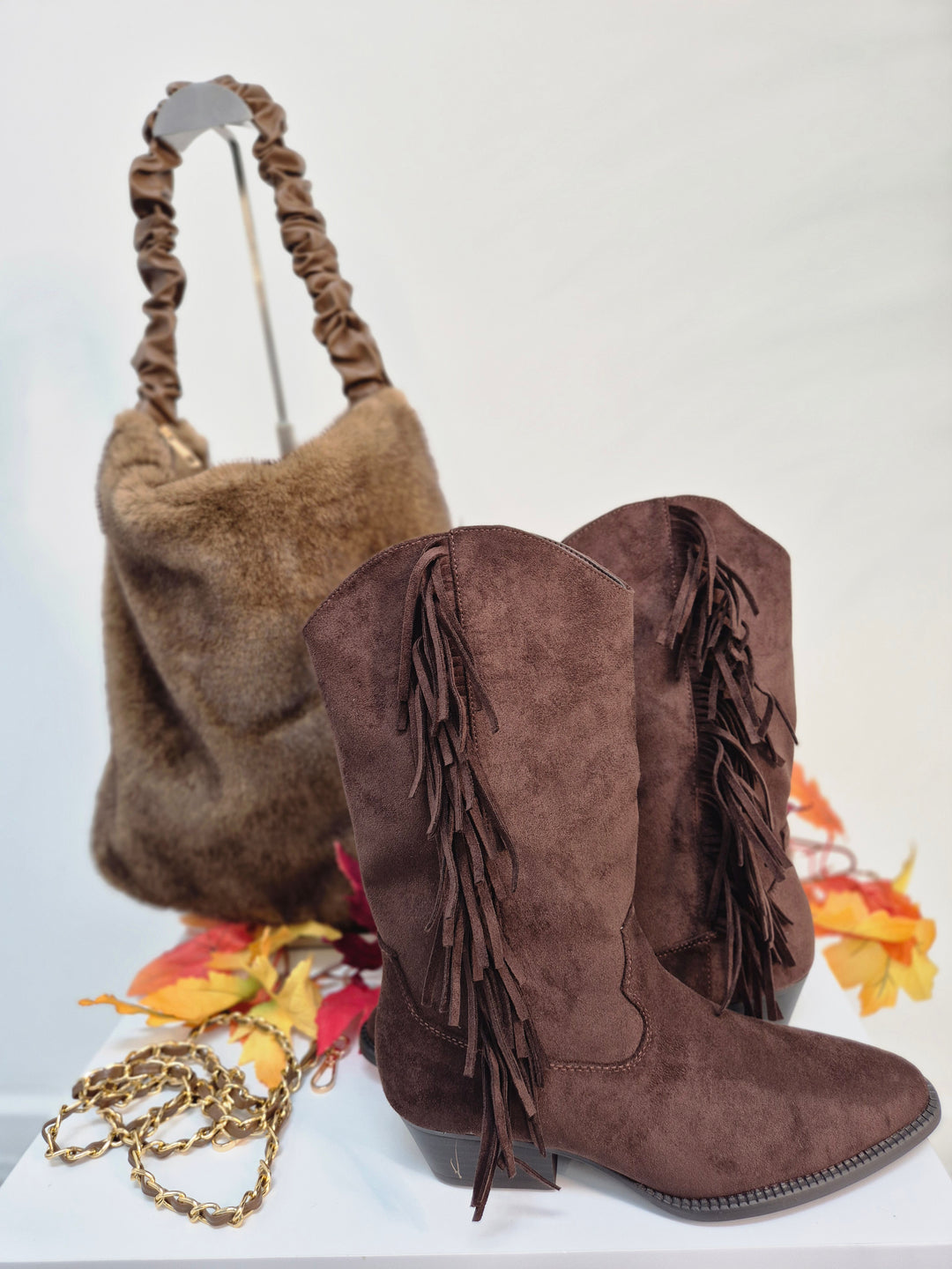 Arizona Fringed Boots - Chocolate (choose your Size)