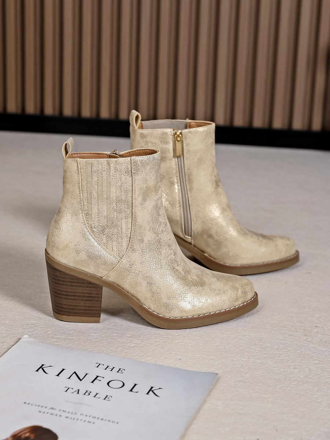 Denver Ankle Boots - (choose your Size) - Champagne Gold Shimmer