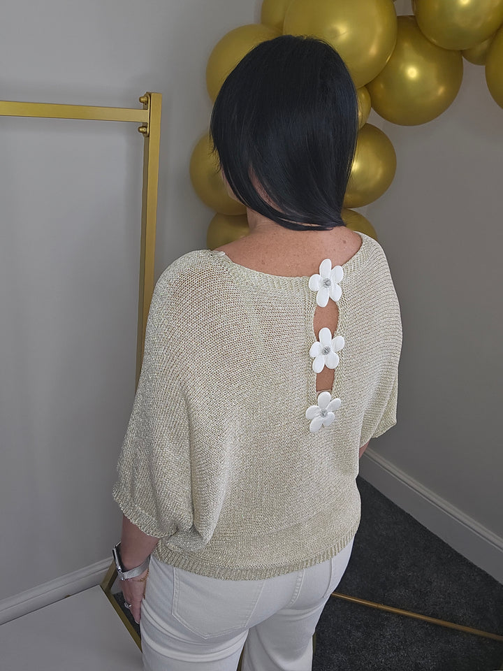 Daisy Metallic Gold Top - Crystal Daisies (One Size)