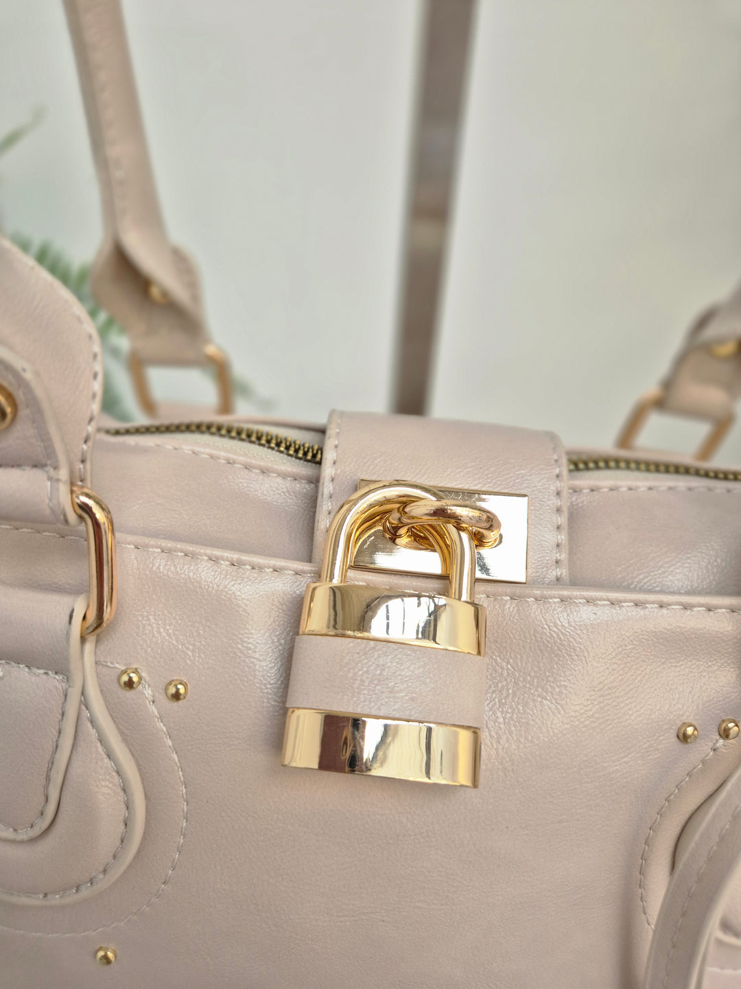 Mia Faux Leather Bag - Beige