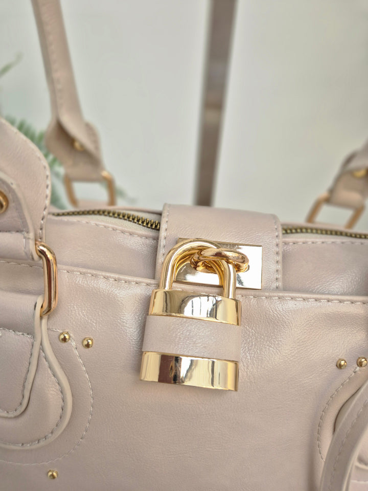 Mia Faux Leather Bag - Beige