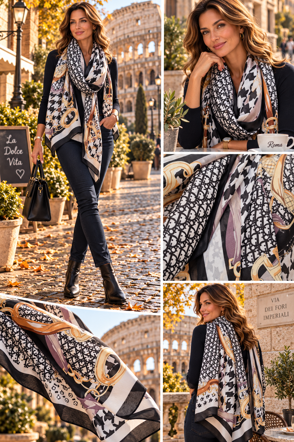 Silk Oversized Scarf/Pashmina - Black