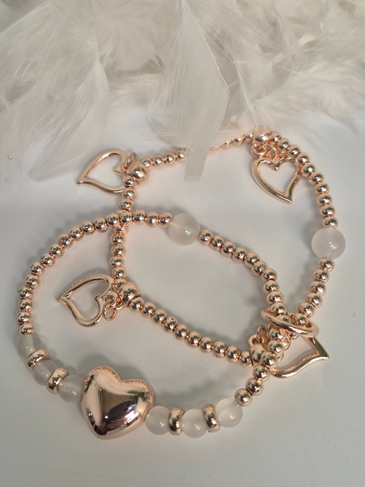 Stacking Bracelets - Hearts (Rose Gold)