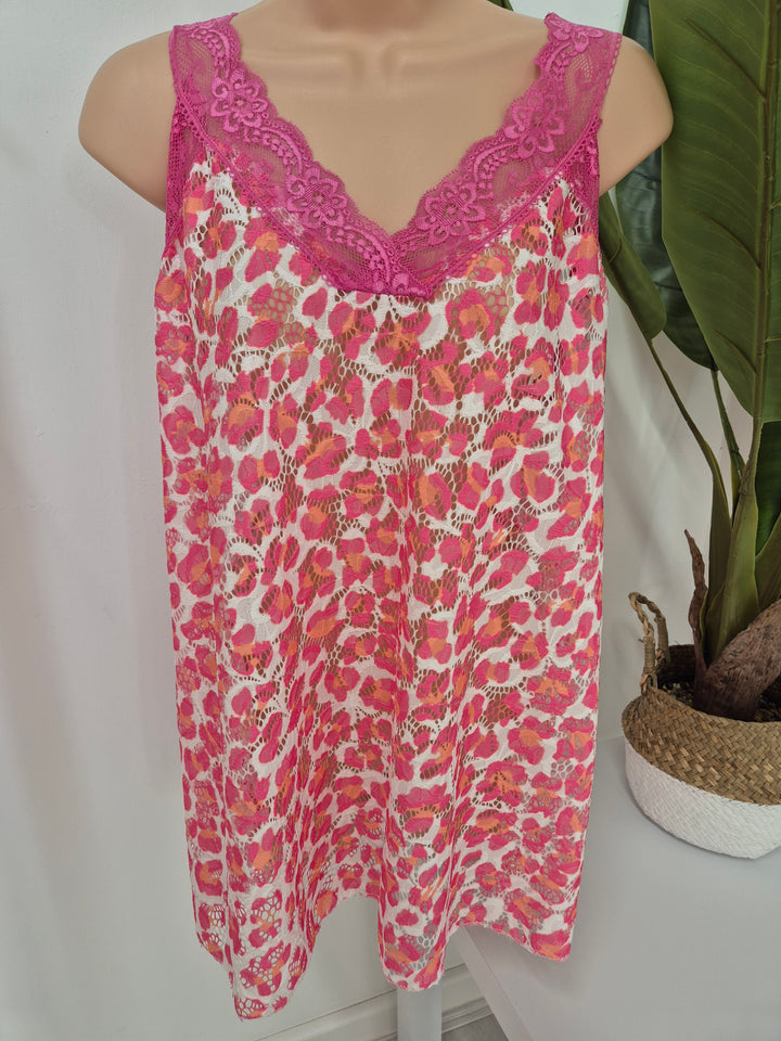 Linzi Lace (Floral) Cami Top (Curvy) - (choose your Colour)