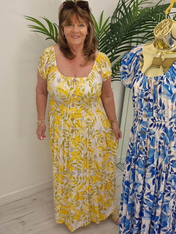 Sicily Magic Bardot Dress with Metallic Gold Foil - (choose your Colour) - One Size/Curvy