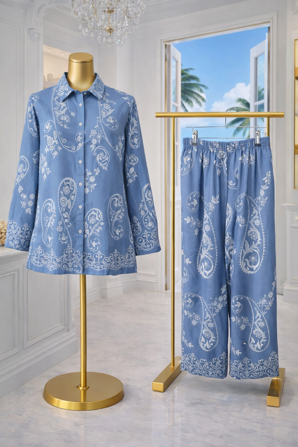 Paisley Flower Co-ords Set (2 Piece) - (One Size, fits from Size 14 to Size 16/18) - (choose your Colour)