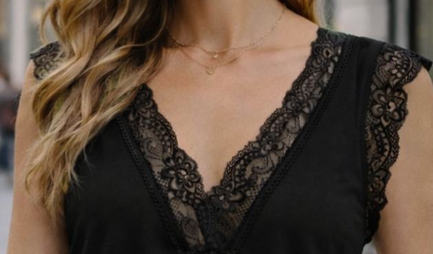 Linzi Lace Trim Top (fits Sizes 10 to Size 16) - (choose your Colour)