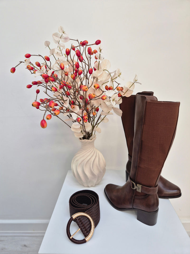 Hamptons Riding Boots with Elasticated Stretchy Back - Chocolate