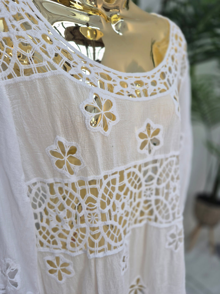 Boho Crochet Beach Dress/Top - White