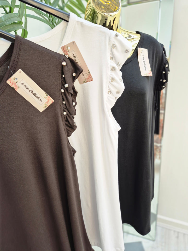 Crystal Sleeve Tee Shirt (choose your Colour) (One Size/Oversized, fits up to Size 18)