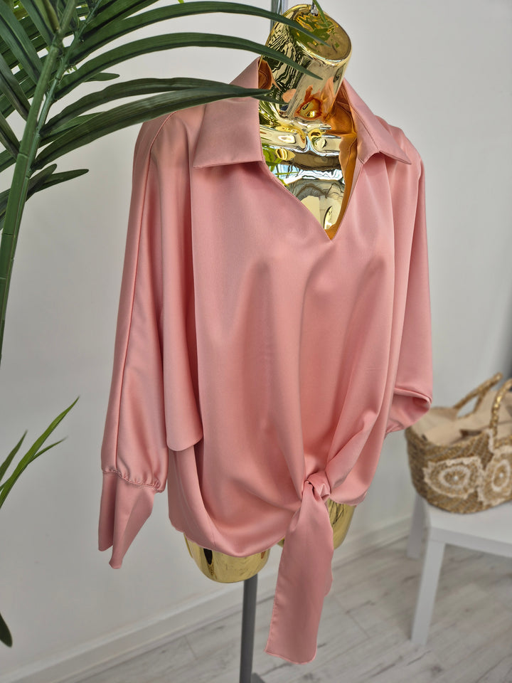 Sasha Satin Tie Blouse - (choose your Colour)