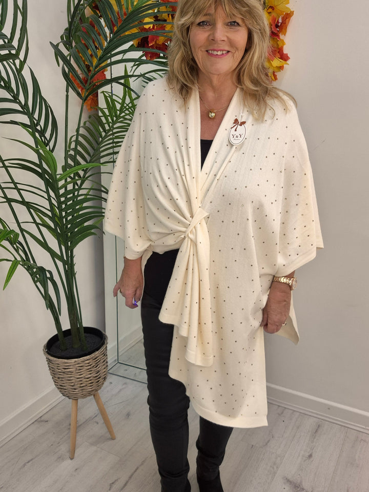 Crystal Super Soft Poncho/Wrap - Cream (One Size/Curvy Size)