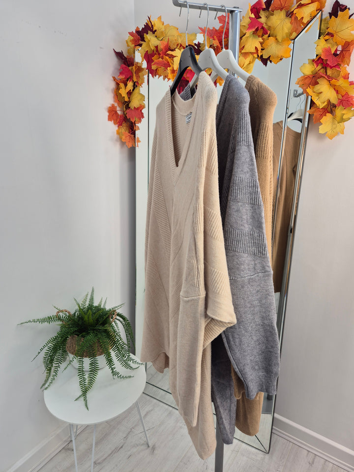 Vienna V Neck Oversized Hi Lo Jumper (choose your Colour) - (One Size/Curvy, fits from Size 14 up to Size 18/20)